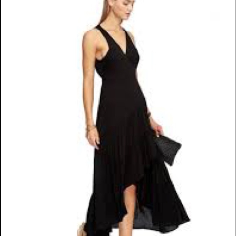 Ruth asymmetrical sun dress black midi vneck black